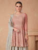 Peach & Taupe Designer Embroidered Silk Party Wear Sharara Suit-Saira's Boutique