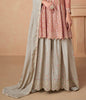 Peach & Taupe Designer Embroidered Silk Party Wear Sharara Suit-Saira's Boutique