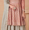 Peach & Taupe Designer Embroidered Silk Party Wear Sharara Suit-Saira's Boutique