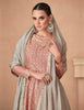 Peach & Taupe Designer Embroidered Silk Party Wear Sharara Suit-Saira's Boutique