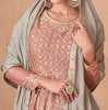 Peach & Taupe Designer Embroidered Silk Party Wear Sharara Suit-Saira's Boutique
