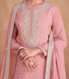 Pink Blush Designer Embroidered Party Wear Sharara Suit-Saira's Boutique