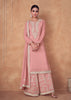 Pink Blush Designer Embroidered Party Wear Sharara Suit-Saira's Boutique