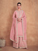 Pink Blush Designer Embroidered Party Wear Sharara Suit-Saira's Boutique