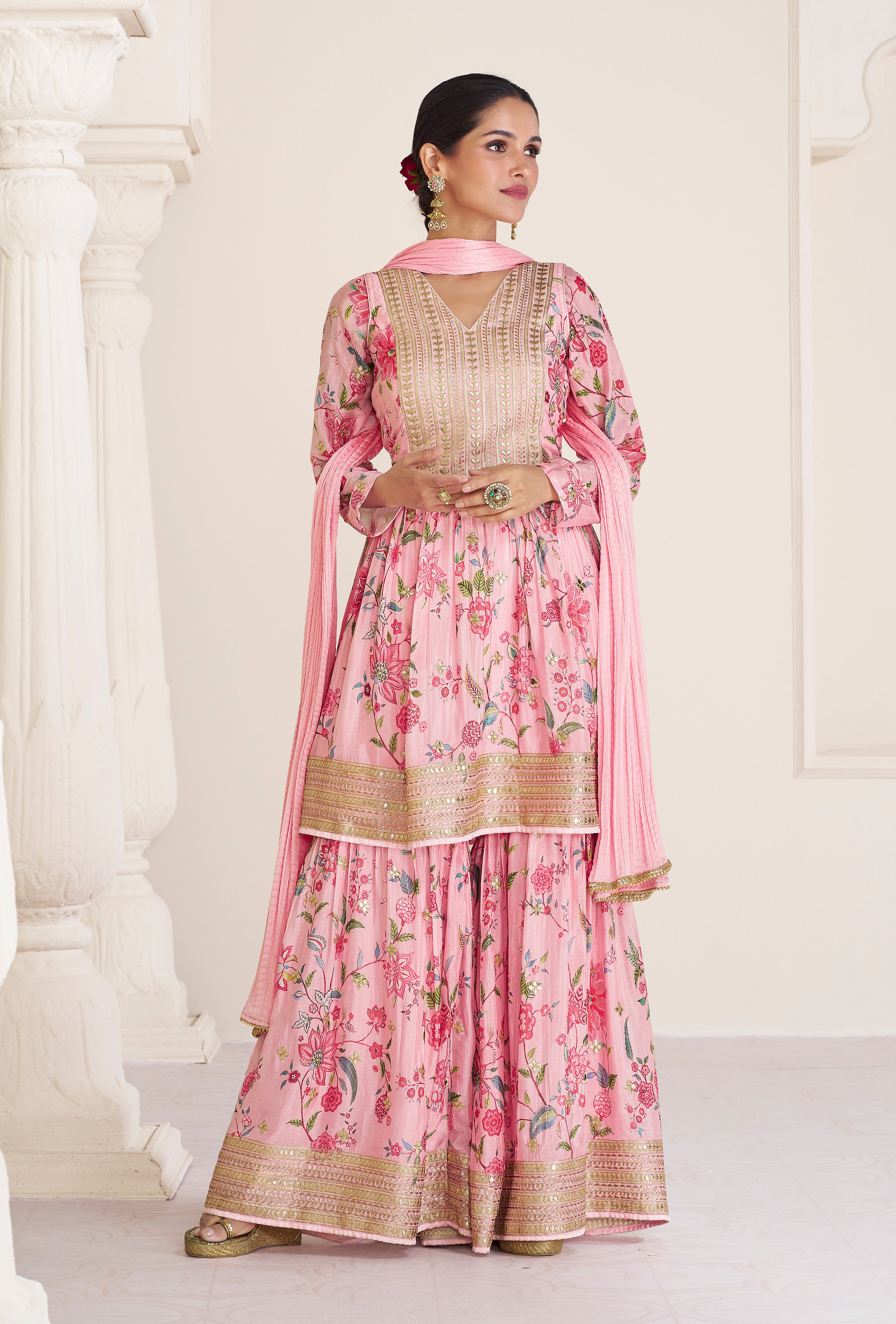 Peacock Blue Party Style Designer Sharara Suit