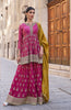 Pink & Mustard Designer Embroidered Party Wear Sharara Suit-Saira's Boutique