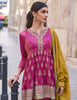 Pink & Mustard Designer Embroidered Party Wear Sharara Suit-Saira's Boutique