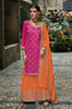 Pink & Orange Designer Embroidered Silk Wedding Sharara Suit-Saira's Boutique