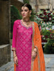 Pink & Orange Designer Embroidered Silk Wedding Sharara Suit-Saira's Boutique