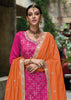 Pink & Orange Designer Embroidered Silk Wedding Sharara Suit-Saira's Boutique