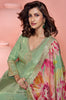 Pista Green Designer Embroidered Pure Jacquard Silk Anarkali Suit-Saira's Boutique