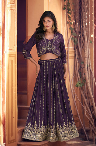 Blue Designer Heavy Work Premium Georgette Wedding Gown