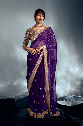 Mulberry Pink Designer Embroidered Jacquard Silk Wedding Lehenga