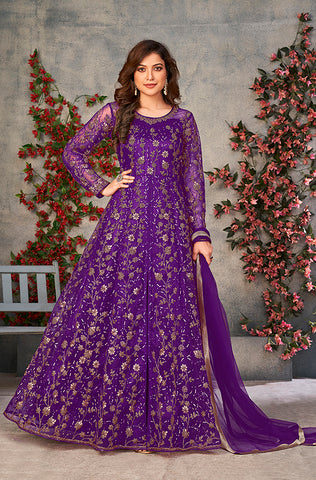 Palm Green Designer Embroidered Floor Length Silk Anarkali Suit