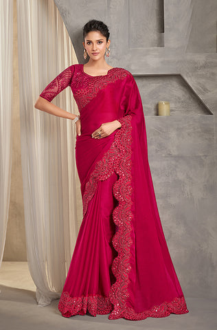 Black Designer Embroidered Crystal Chiffon Party Wear Saree