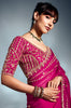 Royal Magenta Designer Embroidered Tissue Organza Wedding Party Wear Saree-Saira's Boutique