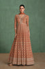 Rust Brown Designer Embroidered Pure Georgette Anarkali Gown-Saira's Boutique