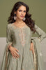 Sage Green Designer Embroidered Party Wear Kurti Style Palazzo Suit