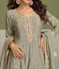 Sage Green Designer Embroidered Party Wear Kurti Style Palazzo Suit