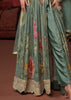Sage Green Designer Embroidered Pure Georgette Pant Style Anarkali Gown-Saira's Boutique