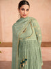 Sage Green Designer Heavy Embroidered Georgette Anarkali Gown-Saira's Boutique