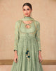 Sage Green Designer Heavy Embroidered Georgette Anarkali Gown-Saira's Boutique