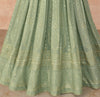 Sage Green Designer Heavy Embroidered Georgette Anarkali Gown-Saira's Boutique