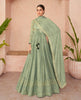 Sage Green Designer Heavy Embroidered Georgette Anarkali Gown-Saira's Boutique