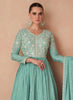 Sea Green Designer Embroidered Silk Party Wear Sharara Suit-Saira's Boutique