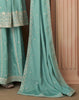 Sea Green Designer Embroidered Silk Party Wear Sharara Suit-Saira's Boutique