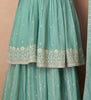 Sea Green Designer Embroidered Silk Party Wear Sharara Suit-Saira's Boutique