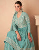 Sea Green Designer Embroidered Silk Party Wear Sharara Suit-Saira's Boutique