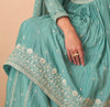 Sea Green Designer Embroidered Silk Party Wear Sharara Suit-Saira's Boutique