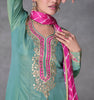 Sea Green & Pink Designer Embroidered Organza Silk Anarkali Salwar Suit-Saira's Boutique