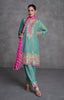 Sea Green & Pink Designer Embroidered Organza Silk Anarkali Salwar Suit-Saira's Boutique