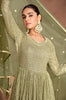 Shaded Olive Designer Heavy Embroidered Pure Georgette Wedding Anarkali Gown-Saira's Boutique