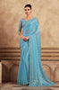 Sky Blue Designer Embroidered Silk Wedding Party Wear Saree-Saira's Boutique