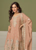 Taupe Designer Embroidered Party Wear Kurti Style Palazzo Suit