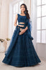 Teal Blue Designer Heavy Embroidered Net Bridal Lehenga-Saira's Boutique