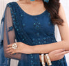Teal Blue Designer Heavy Embroidered Net Bridal Lehenga-Saira's Boutique