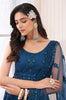 Teal Blue Designer Heavy Embroidered Net Bridal Lehenga-Saira's Boutique