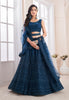 Teal Blue Designer Heavy Embroidered Net Bridal Lehenga-Saira's Boutique