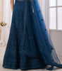 Teal Blue Designer Heavy Embroidered Net Bridal Lehenga-Saira's Boutique