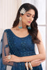 Teal Blue Designer Heavy Embroidered Net Bridal Lehenga-Saira's Boutique