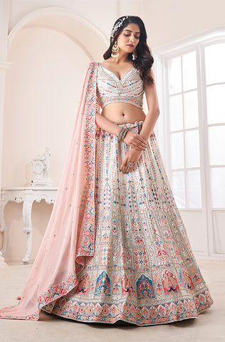 Shaded Wine Designer Heavy Embroidered Art Silk Bridal Lehenga
