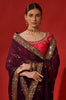 Wine & Red Designer Heavy Embroidered Georgette Wedding Saree-Saira's Boutique