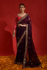 Wine & Red Designer Heavy Embroidered Georgette Wedding Saree-Saira's Boutique