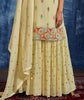 Yellow Designer Embroidered Georgette Party Wear Sharara Suit-Saira's Boutique