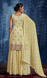 Yellow Designer Embroidered Georgette Party Wear Sharara Suit-Saira's Boutique
