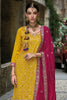 Yellow & Burgundy Designer Embroidered Silk Wedding Sharara Suit-Saira's Boutique